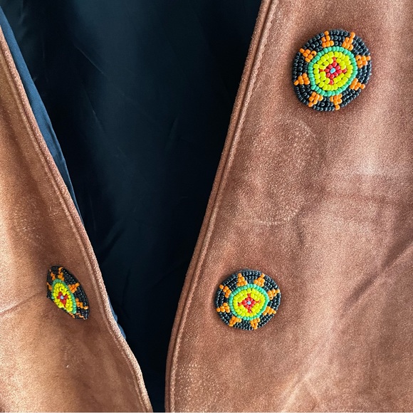 Gammon Shire Vintage Suede Leather Beaded Western Southwest Vest OSFA - Picture 6 of 8